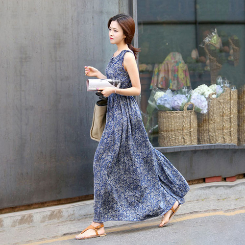 CC741  패턴 민소매 롱원피스